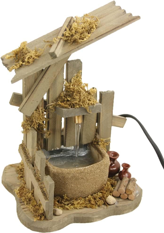 Dekoprojekt Krippenzubehör Brunnen, mit Krügen inkl. Pumpe 24 cm
