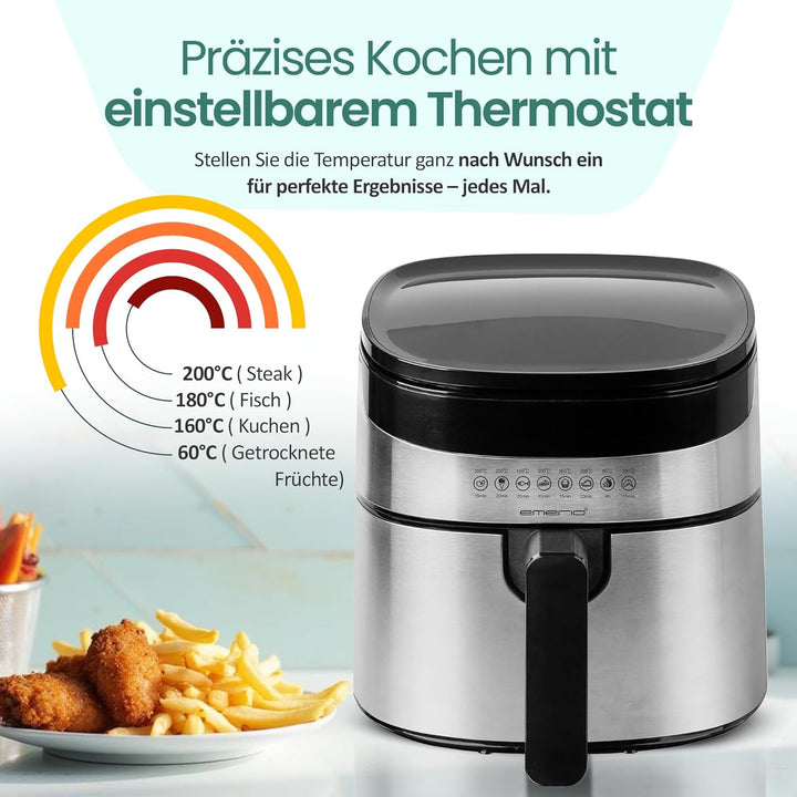 Emerio 4.5 Liter grosse digitale Heissluftfritteuse TOP AirFryer Frittieren ohne zusätzliches Öl 8 A