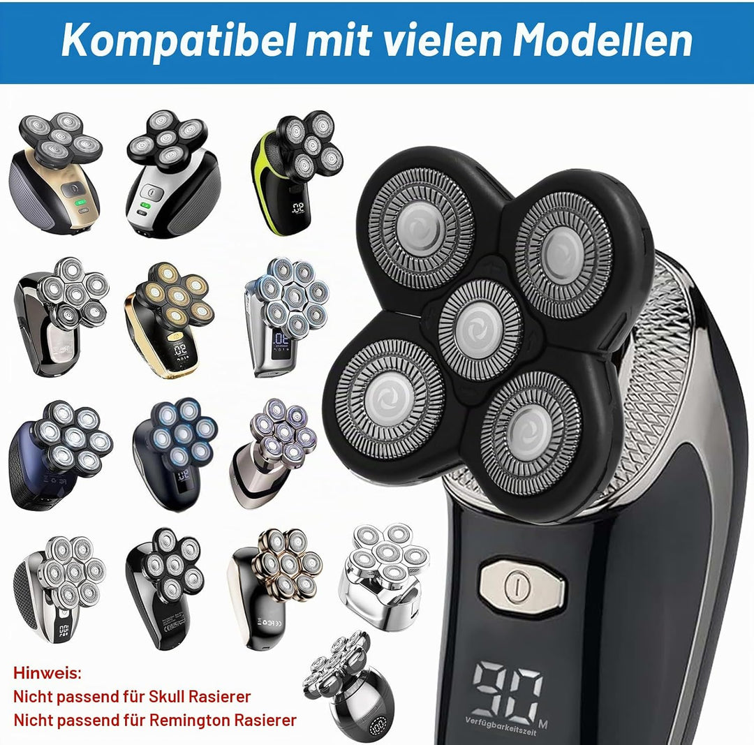 2 Stück Rasierer-Ersatzköpfe, 5D-Rasierer-Ersatzklingen, kompatibel mit Freebird Kopfrasierer, Unive
