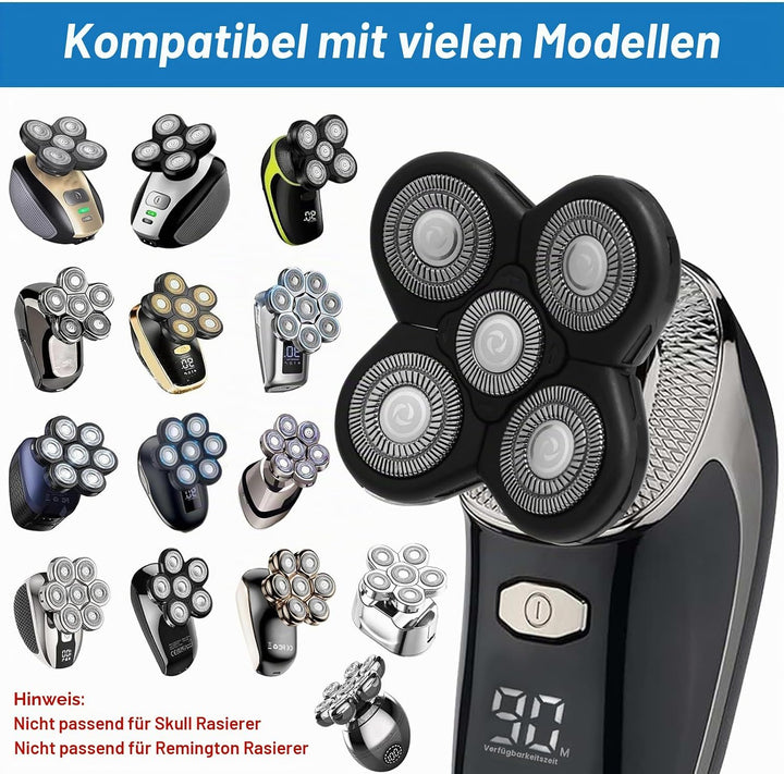 2 Stück Rasierer-Ersatzköpfe, 5D-Rasierer-Ersatzklingen, kompatibel mit Freebird Kopfrasierer, Unive