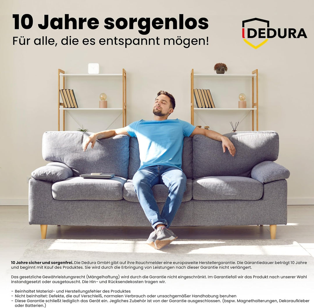 Rauchmelder 5er Set mit 10 Jahre Garantie BSI Zertifiziert nach DIN EN14604 inkl. 9V Batterie Rauchw