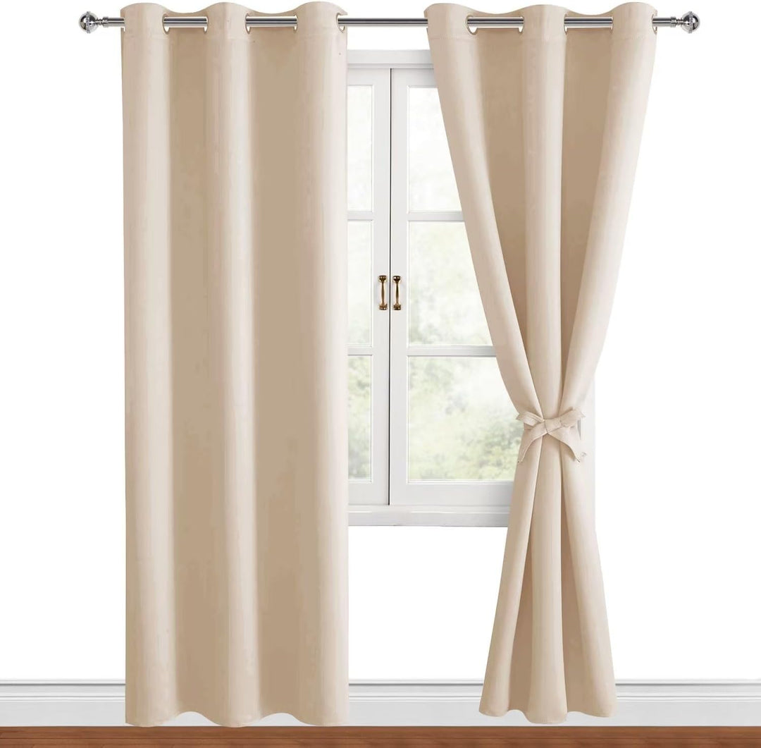 Hiasan Verdunklungsvorhänge Gardinen mit Ösen,Beige Blickdicht Vorhänge,2 Stück,117 x 228 cm (Breite