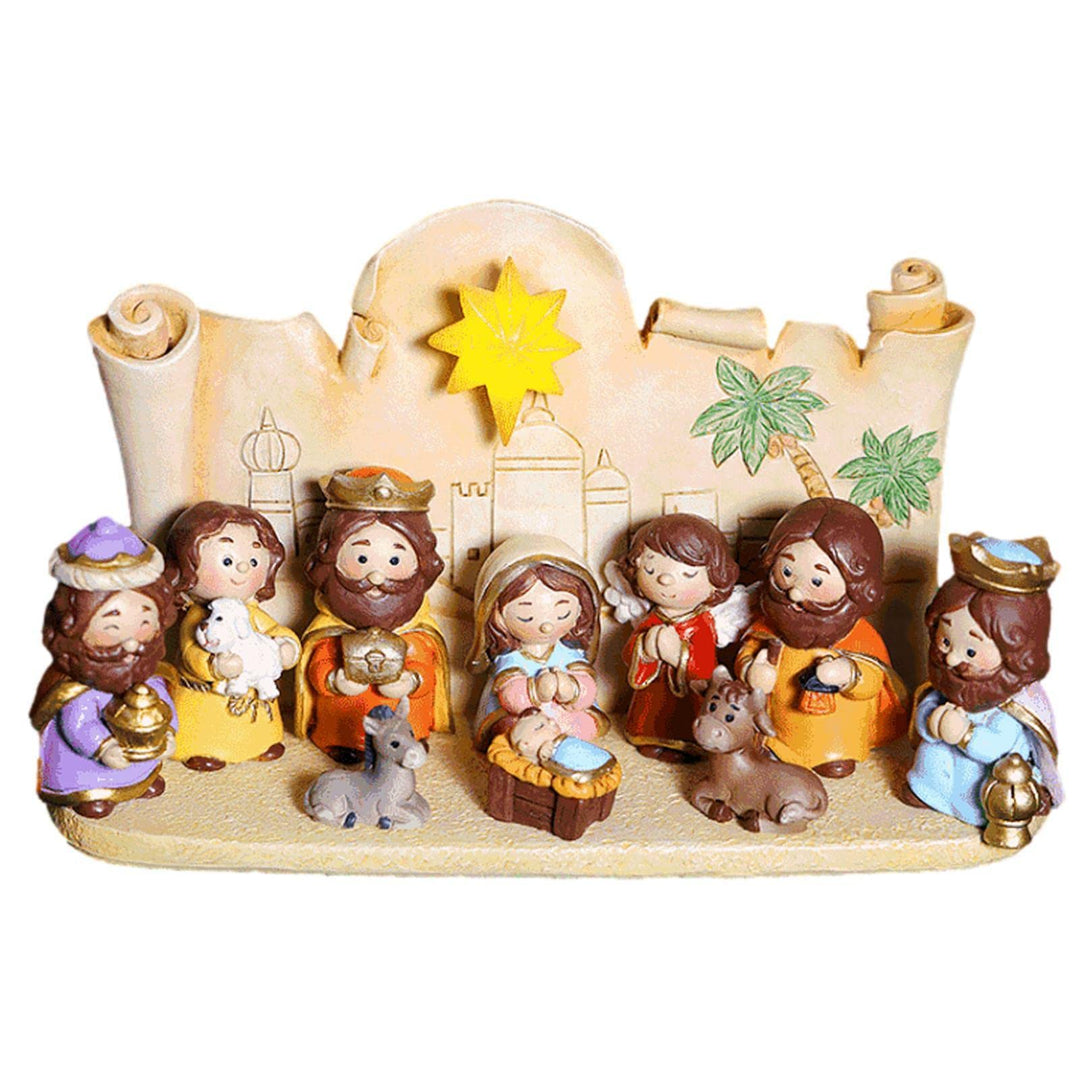 Weihnachtskrippe Set mit figuren, 10 Stück Jesus Krippe Figuren Statue, Krippenfiguren Harz, Weihnac