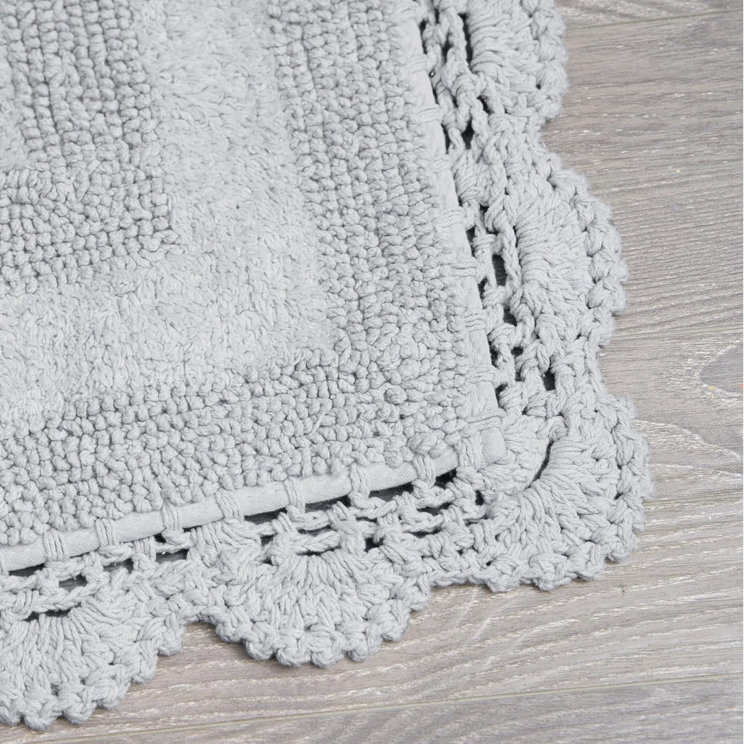 Laura Ashley Badteppich, gehäkelt, Baumwolle, 43 x 61 cm, Hellgrau 17x24 Hellgrau, 17x24 Hellgrau