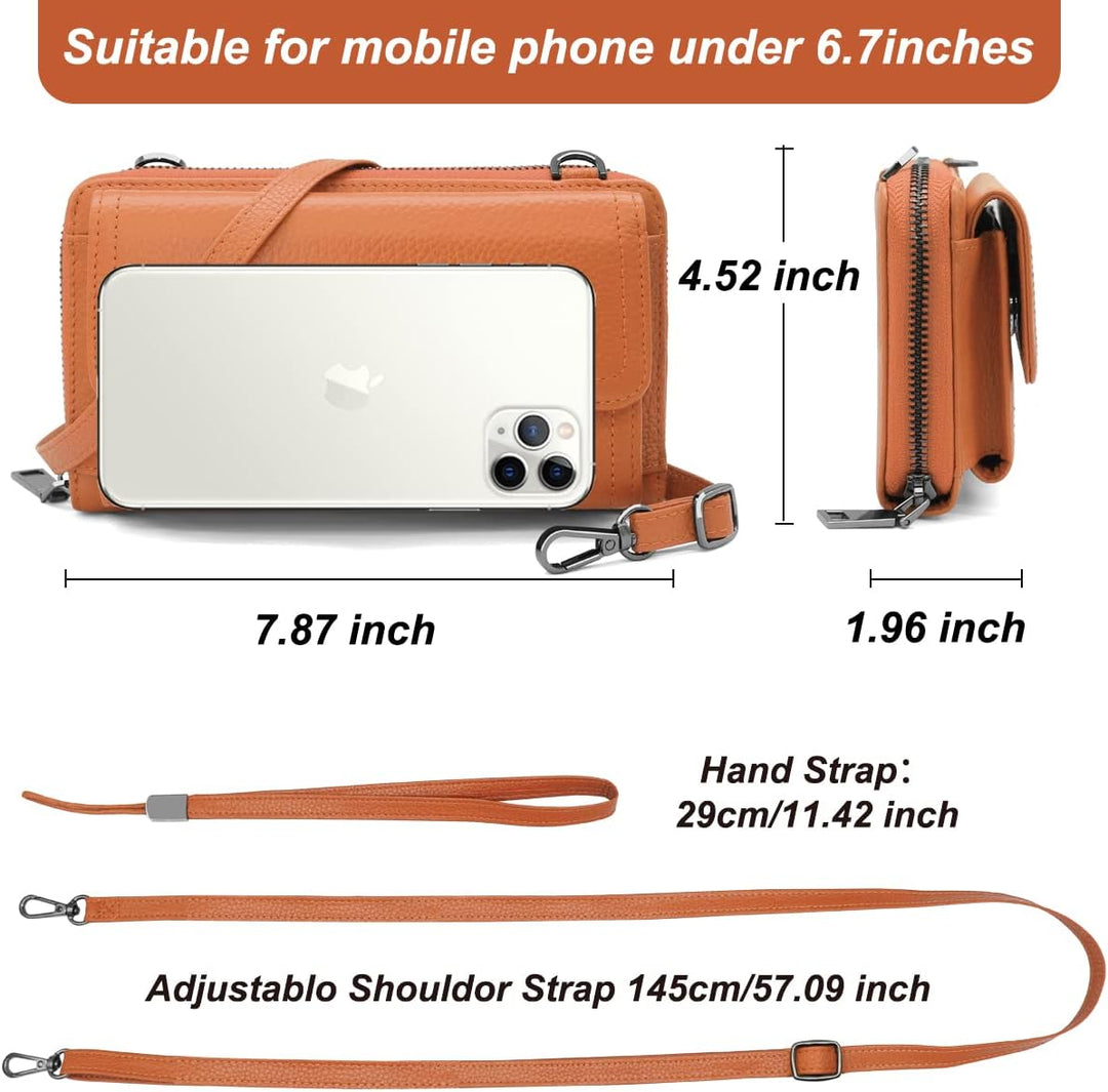 YERUUE Kleine Handy Umhängetasche, Damen Kleine Umhängetasche RFID Schutz Geldbeutel Echtes Leder Cr