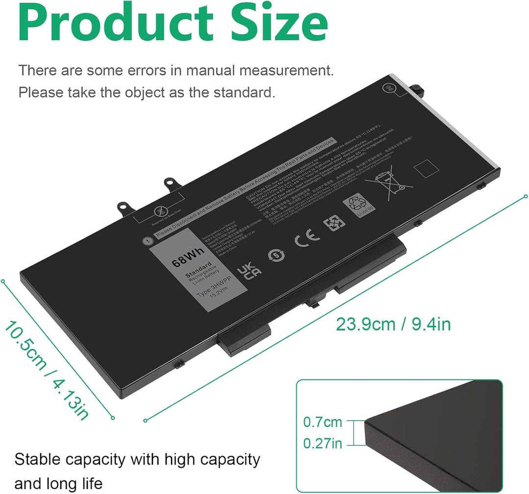 ASUNCELL 15.2V/68Wh 3HWPP 10X1J Laptop Akku für Dell Latitude 14 5401 5411 15 5501 5511 Precision 35