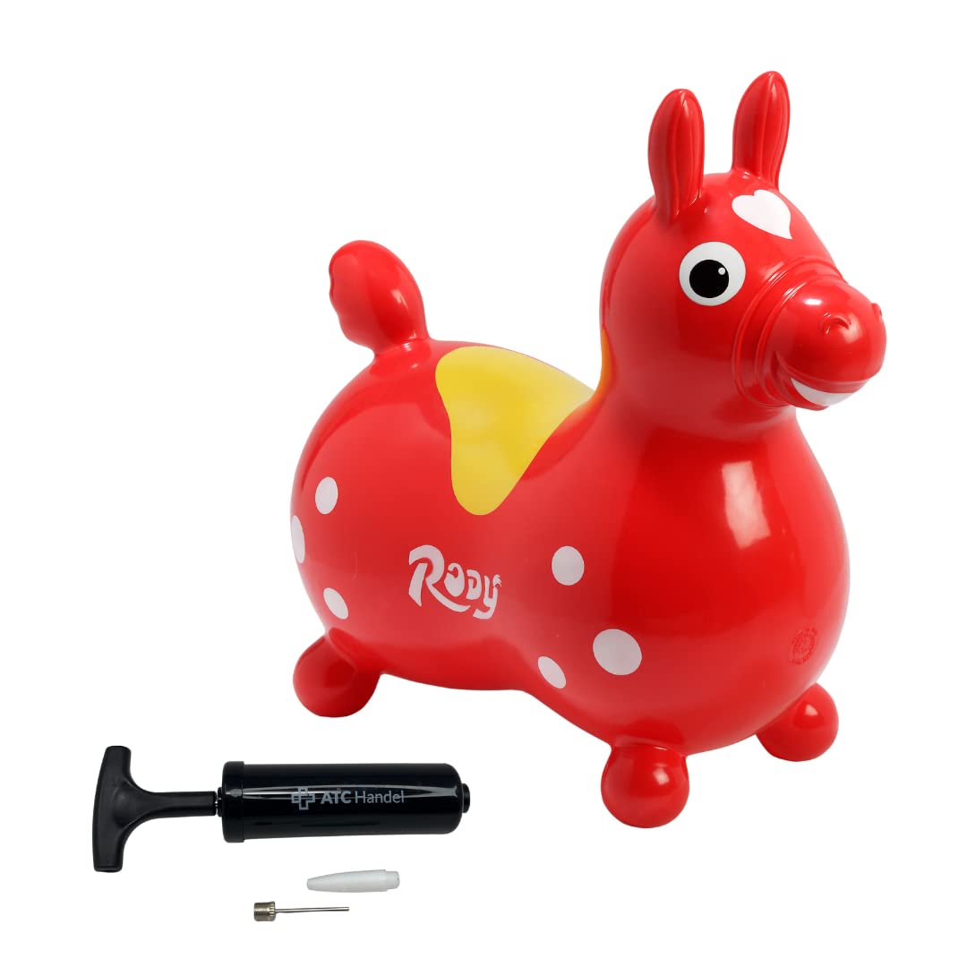 Rody Hüpfpferd + inkl. Pumpe von ATC, Sprungpferd Cavallo Ledraplastic Gymnic (rot), Rot