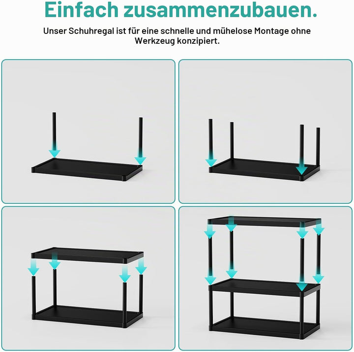 SZSHUNJ 4 Ebenen Kleines Schuhregal Schmal, Platzsparendes Vertikales Schuh Regal, Stapelbares Kunst