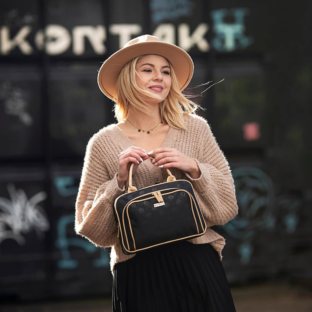 NOBLE Damen Kosmetikkoffer, Handtasche, Reisekoffer, Geräumige Elegante Blossom Kollektion B005, B00