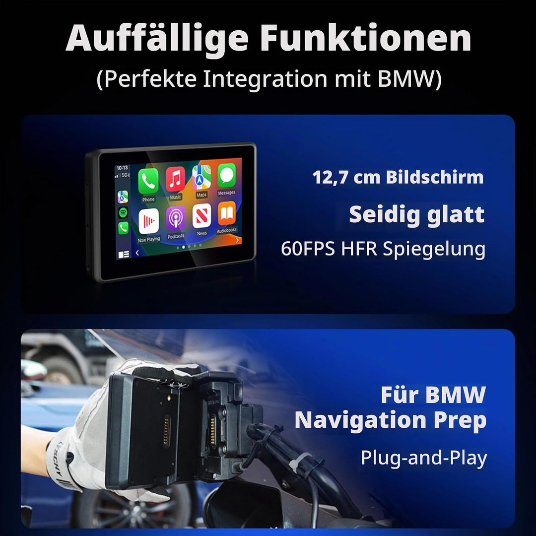 Motorradnavi für BMW, 5 Zoll Kabellos Apple CarPlay &amp; Android Auto Display, Native Wonder Wheel Steu
