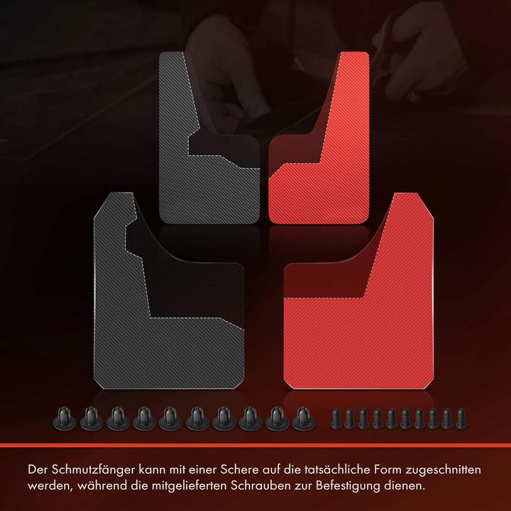 2X Universal Auto Schmutzfänger Spritzlappen Spritzschutz Rot Kompatibel mit Schrägheck Kombi Limous