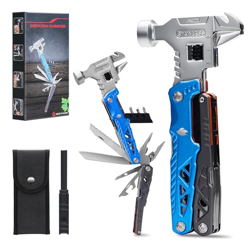 18-in-1 Multitool mit Hammer, Zange und Taschenmesser - Robuster Multiwerkzeug für Männer - Ideal al