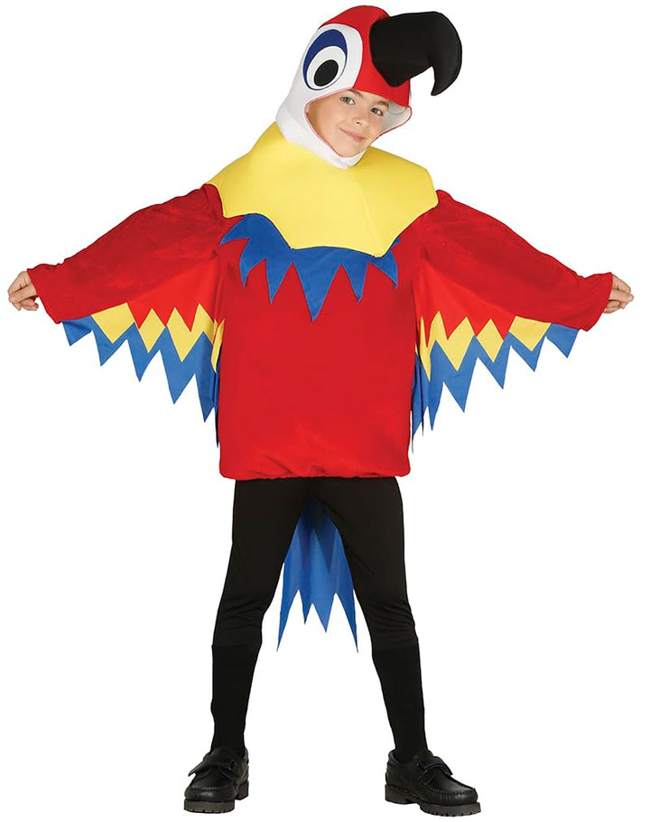 FIESTAS GUIRCA | Papagei Kostüm für Kinder - Kapuze, Schwanz und Anzug - Tierkostüme für Halloween,