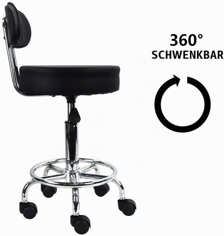 KKTONER Rollhocker Drehstuhl Bürostuhl, höhenverstellbar, Drehhocker mit niedriger Rückenlehne und F