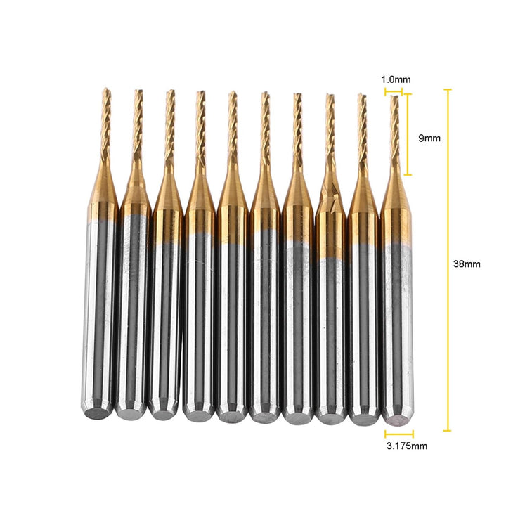 10 Stück Hartmetall CNC Fräser Set 1mm x 3.175mm Schaft Micro Spiral Fräser für PCB Gravur Holz Meta