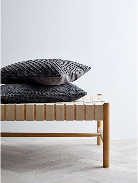 Södahl Wave Knit Kissen, Sofakissen/Dekokissen aus Baumwolle & Wolle, 40 x 60 cm, Waldgrün 60 x 40 x