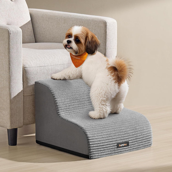 Feandrea Hundetreppe, 2 Stufen, Haustiertreppe, für kleine Hunde, Bett, Sofa, wasserdichte Katzentre