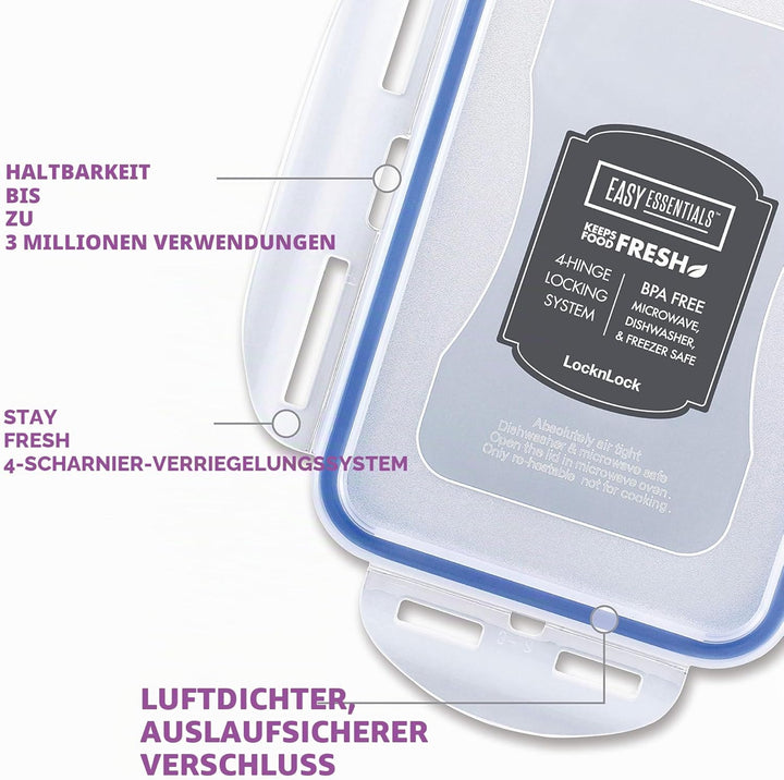 Lock &amp; Lock Vorratsdose HPL811, rechteckig, 600 ml 20 Oz (Pack of 6), 20 Oz (Pack of 6)