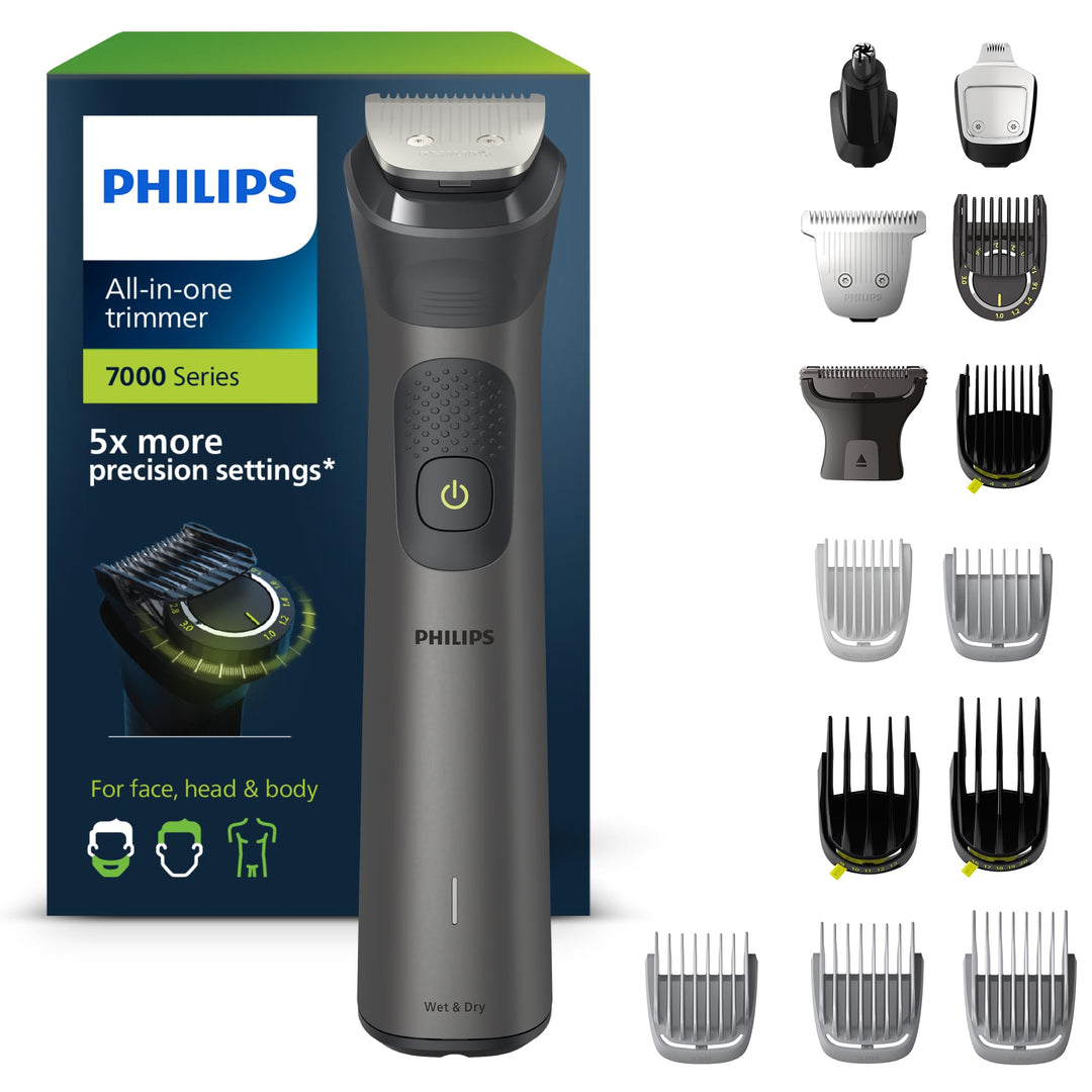 Philips Multigroom Series 7000, All-in-One-Trimmer, 15-in-1 Barttrimmer und Haarschneider für Gesich