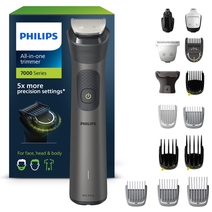 Philips Multigroom Series 7000, All-in-One-Trimmer, 15-in-1 Barttrimmer und Haarschneider für Gesich