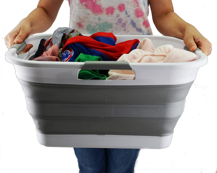 SAMMART 30L Faltbarer Wäschekorb aus Kunststoff – Faltbarer Pop-Up-Aufbewahrungsbehälter/Organizer –