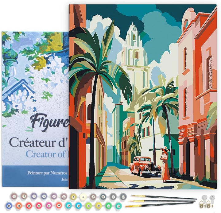 Figured'Art Malen Nach Zahlen Erwachsene Mit Rahmen Kuba Art Deco - Paint by Numbers Basteln DIY Bas