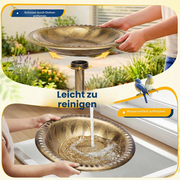 VIVOHOME Vogeltränke 71cm hoch Polyresin leicht antike Optik für Aussenbereich Kupfer, Kupfer
