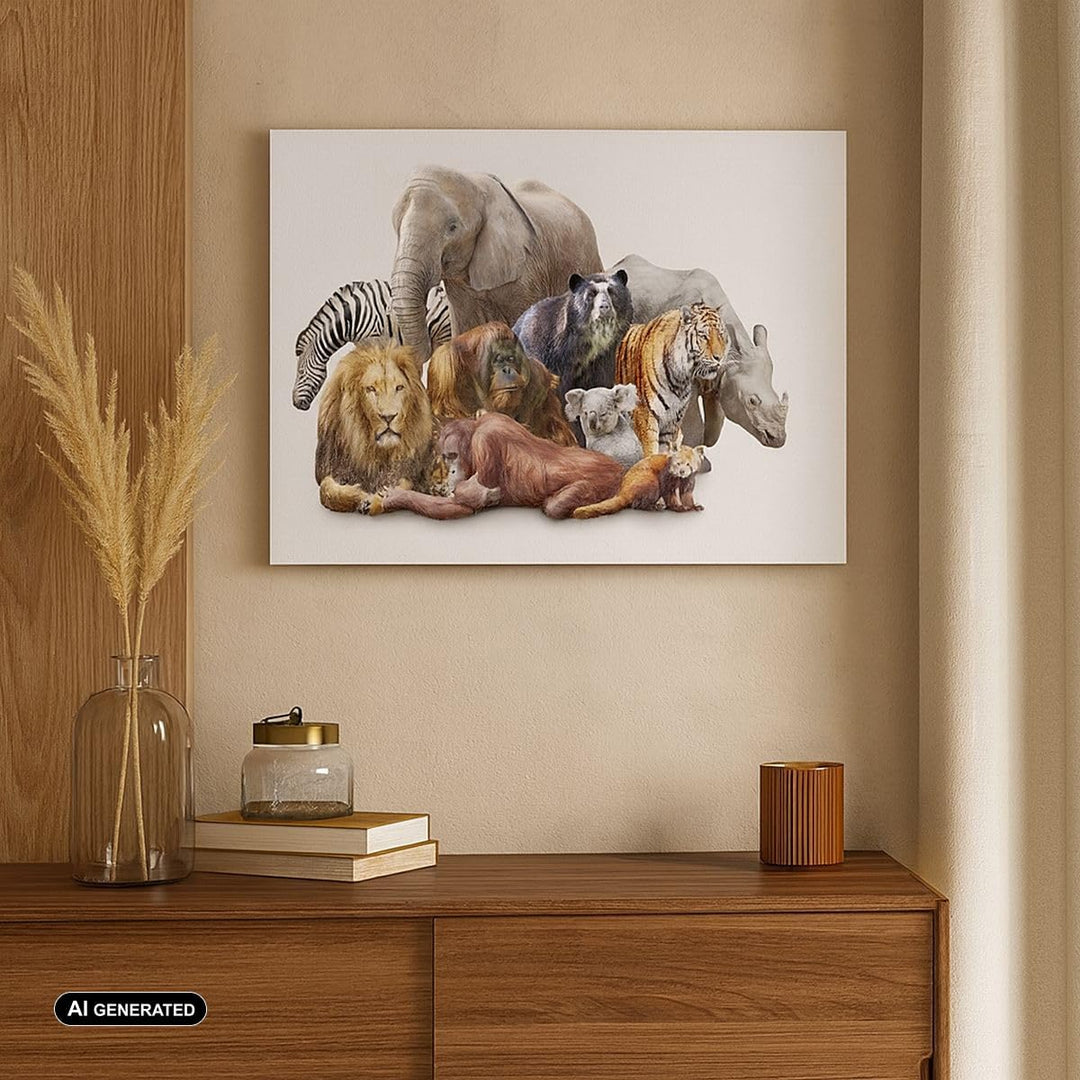 ARTTOR Bilder auf Leinwand Tiere Koala Löwe Affe Leinwandbild 70x50cm Wandbilder Dekoration Wohnzimm