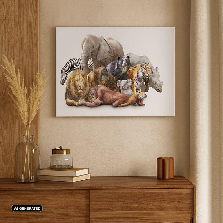 ARTTOR Bilder auf Leinwand 100x70cm Leinwandbild Tiere Koala Löwe Affe Gross Wanddeko Bild Schlafzim