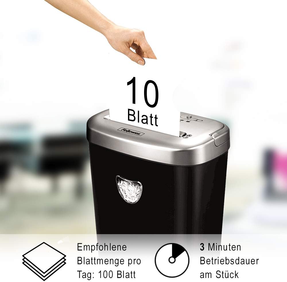 Fellowes Aktenvernichter Powershred 53C Partikelschnitt (P-4) mit CD Vernichtung, 10 Blatt, für 1 Nu