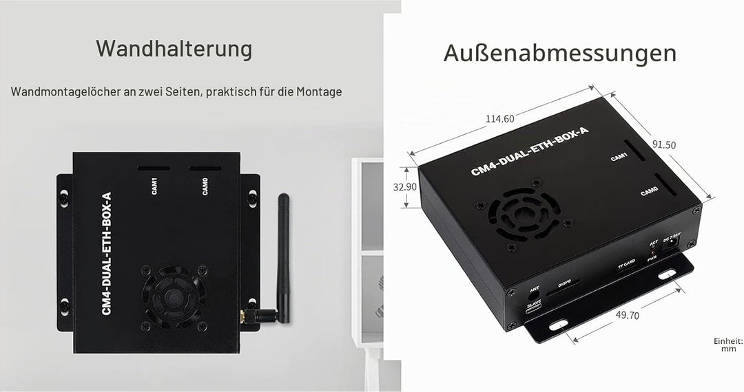Dual Gigabit Ethernet Mini-Computer Basierend auf Raspberry Pi Compute Module 4 (Nicht Enthalten), W
