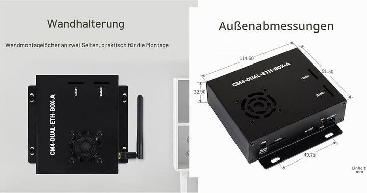 Dual Gigabit Ethernet Mini-Computer Basierend auf Raspberry Pi Compute Module 4 (Nicht Enthalten), W