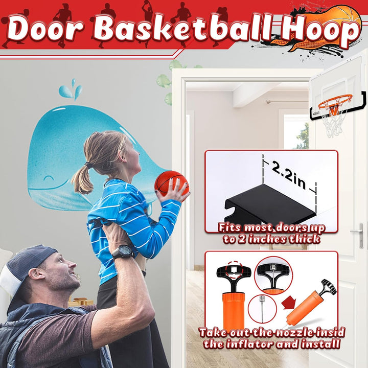 TEUVO Mini Basketballkorb Kinder, Tür Basketballkorb Indoor für Zimmer mit 4 Ball Basketball Korb Ki