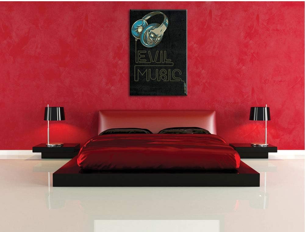 Dark Evil music black Leinwandbild Bild auf Leinwand, XXL riesige Bilder fertig gerahmt mit Keilrahm
