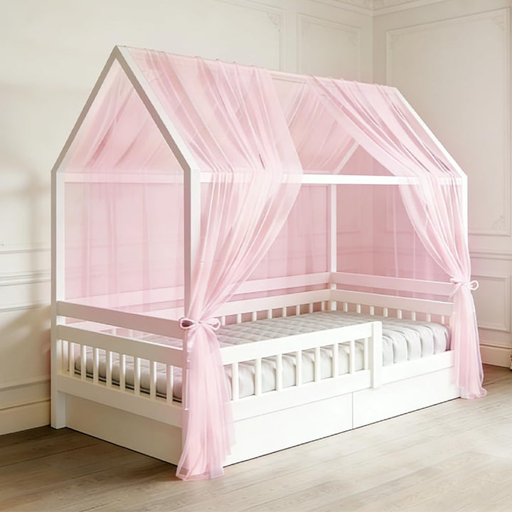 Hausbett Himmel 2 Stück, 350 x 150 cm Hausbett Betthimmel Deko,Stoffhimmel für Mädchen Jungen Baldac