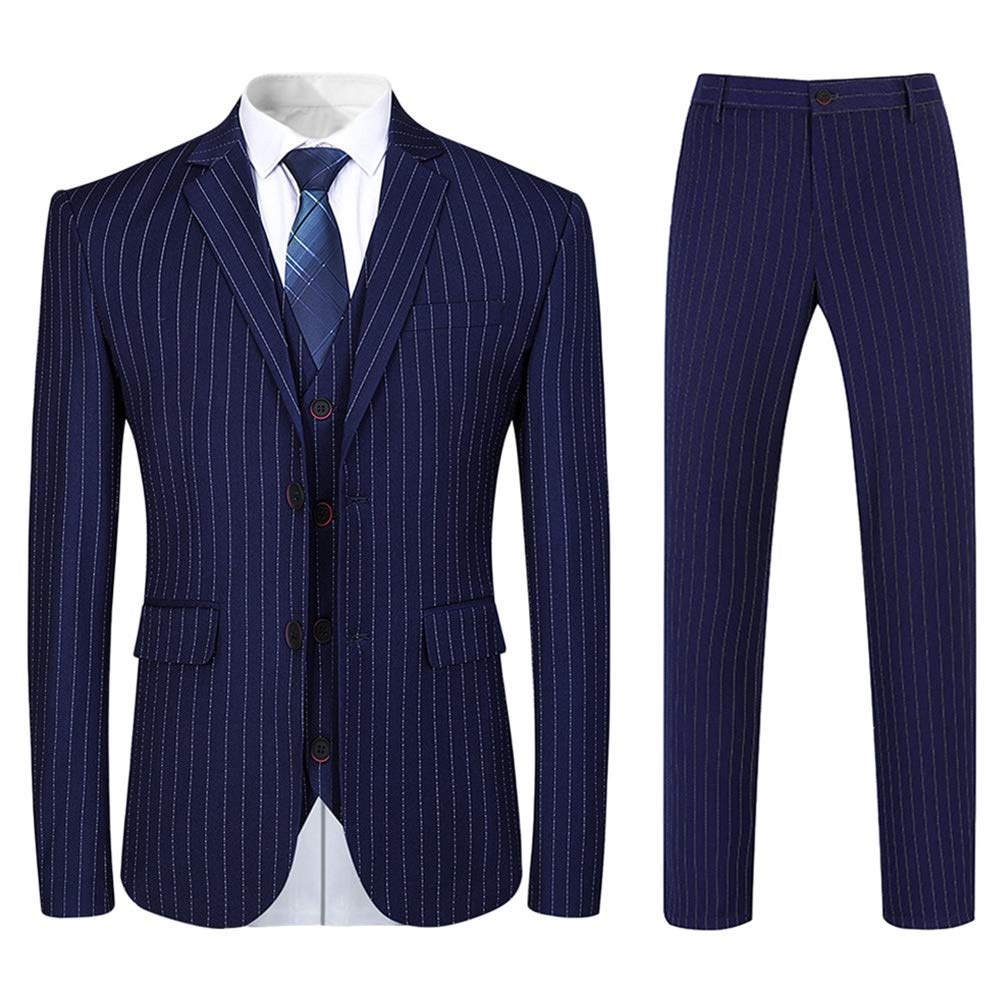 YOUTHUP Anzug Herren Slim Fit 3 Teilig Vertikale Streifen Anzüge Business Herrenanzug Sakko Weste Ho