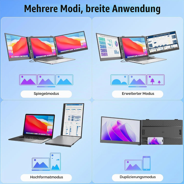 KEFEYA 14” Laptop Bildschirm Erweiterung, 100% sRGB FHD 1080P Laptop Screen Extender, Laptop Monitor