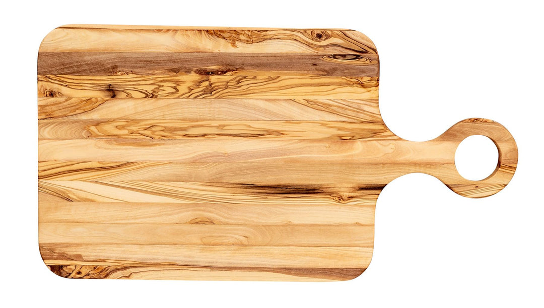 Schneidebrett 40x20cm Olivenholz Griff Holzbrett Servierplatte Natur Unikat Brettchen Deko Tischdeko