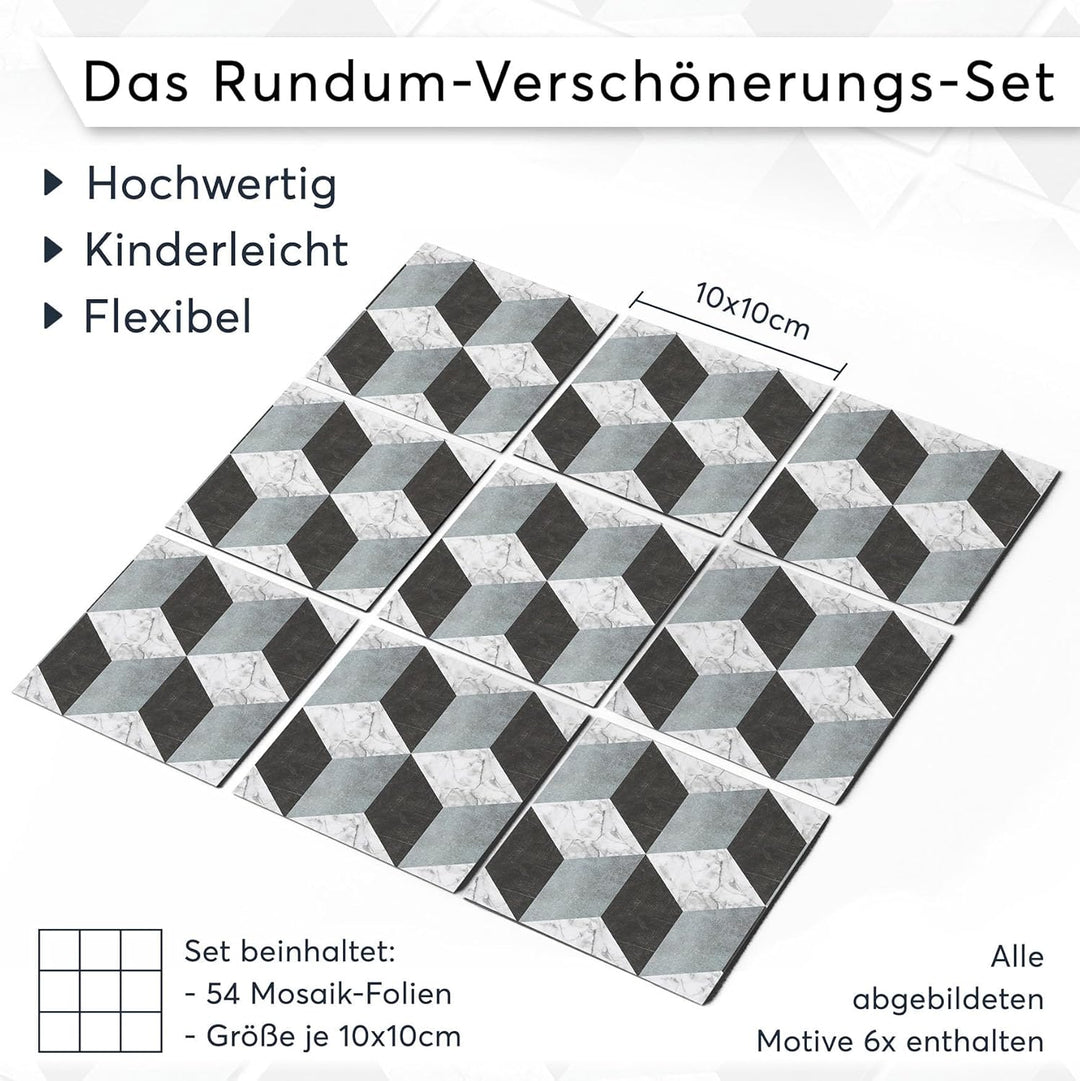 Fliesensticker - [ Fliesen Boden ] - Folie Sticker Aufkleber für Fliesen Boden - Bad oder Küche I Fl