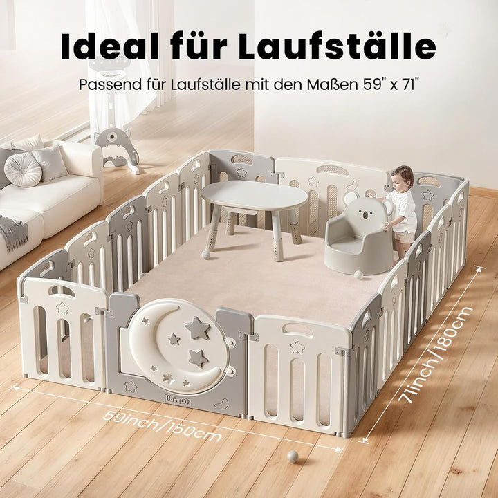 Krabbelmatte Baby 150×180cm, 3cm Dicke Schaumstoff Spielmatte, Ultraweiche Stütze und Plüschiges Gef