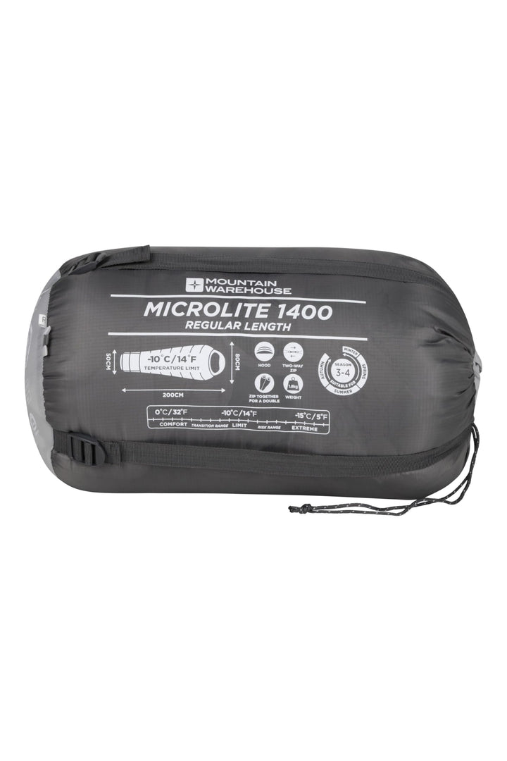 Mountain Warehouse Microlite 1400 Schlafsack DGR Reissverschluss links - reg. Länge (200cm), DGR Rei