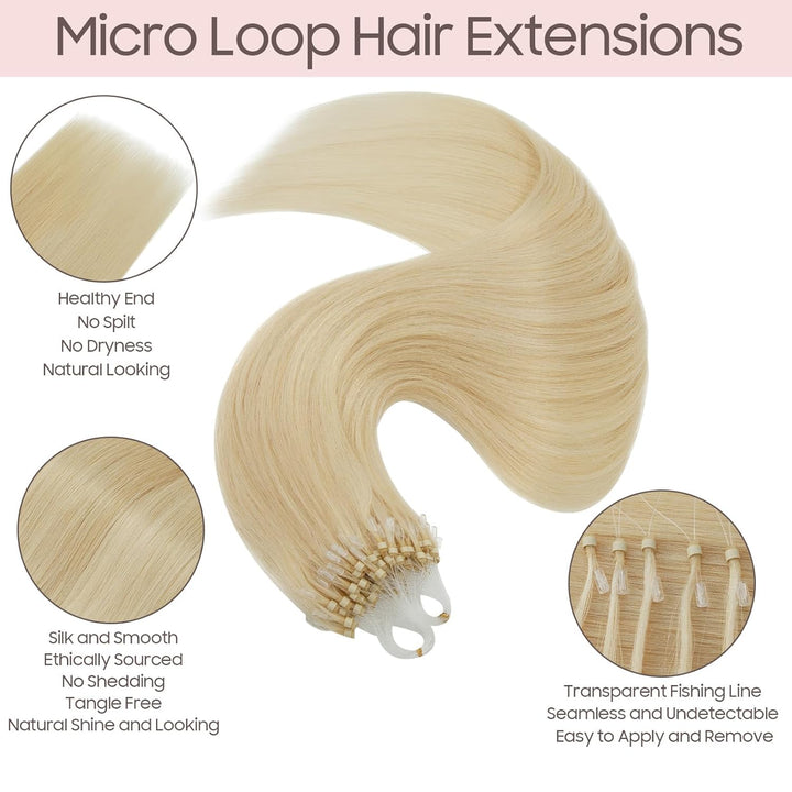 Echthaar Extensions Microring Extensions Echthaar 0,5g/Strähne 100 Strähnen/Packung Weich Haarverlän