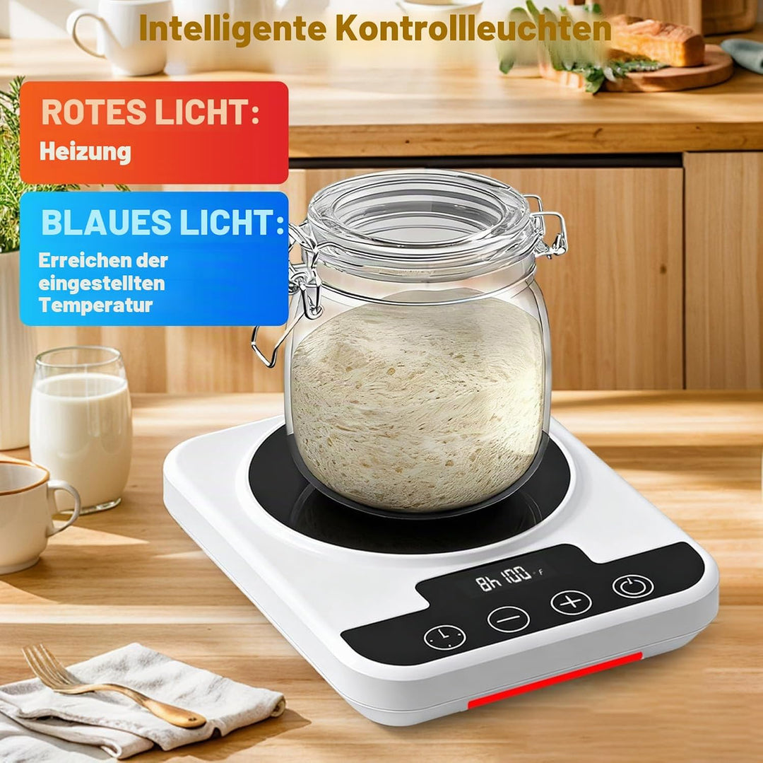 Sauerteigstarterwärmer mit Präzisions-Thermostat (21-38°C) & 12h Timer - Automatische Ein-/Ausschalt