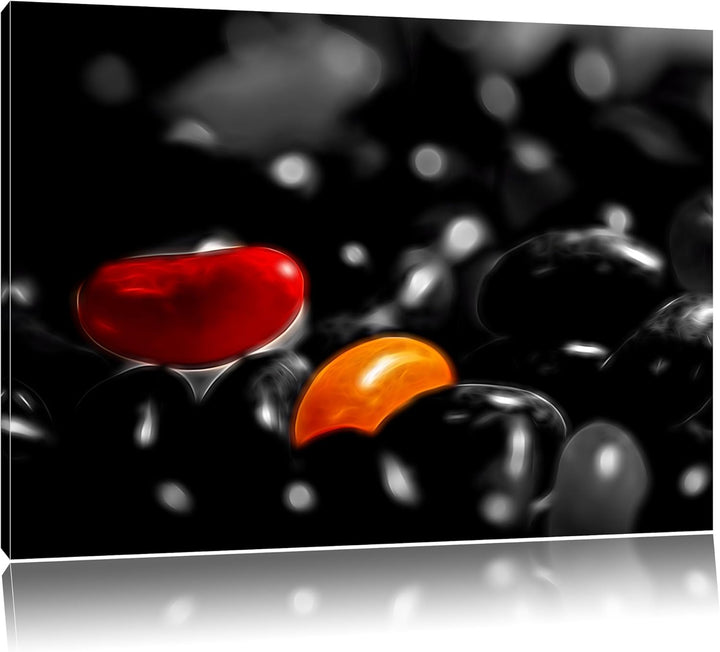 Dark leckere kleine Süssigkeiten schwarz/weiss Deluxe Format: 100x70 cm auf Leinwand, XXL riesige Bi