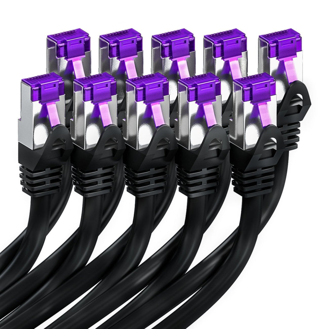 deleyCON 10x 0,25m CAT7 Netzwerkkabel - 10 Gigabit - Kurzes 25cm RJ45 Patchkabel Ethernet Kabel (Kup