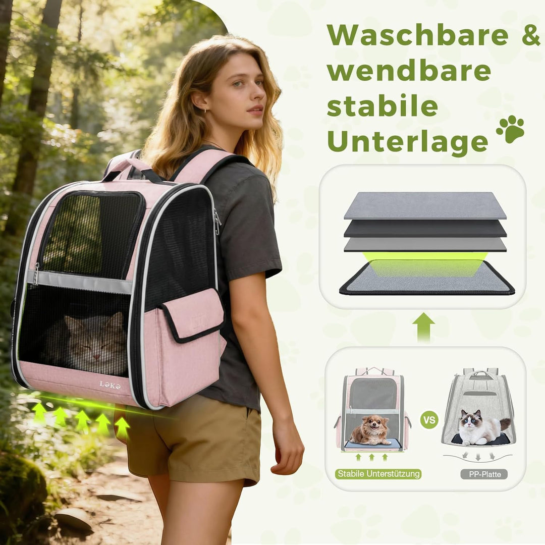 Lekesky Katzen Rucksack Hunderucksack für Mittel/Kleine Haustiere(2-8KG), KatzenRucksack mit Netzfen