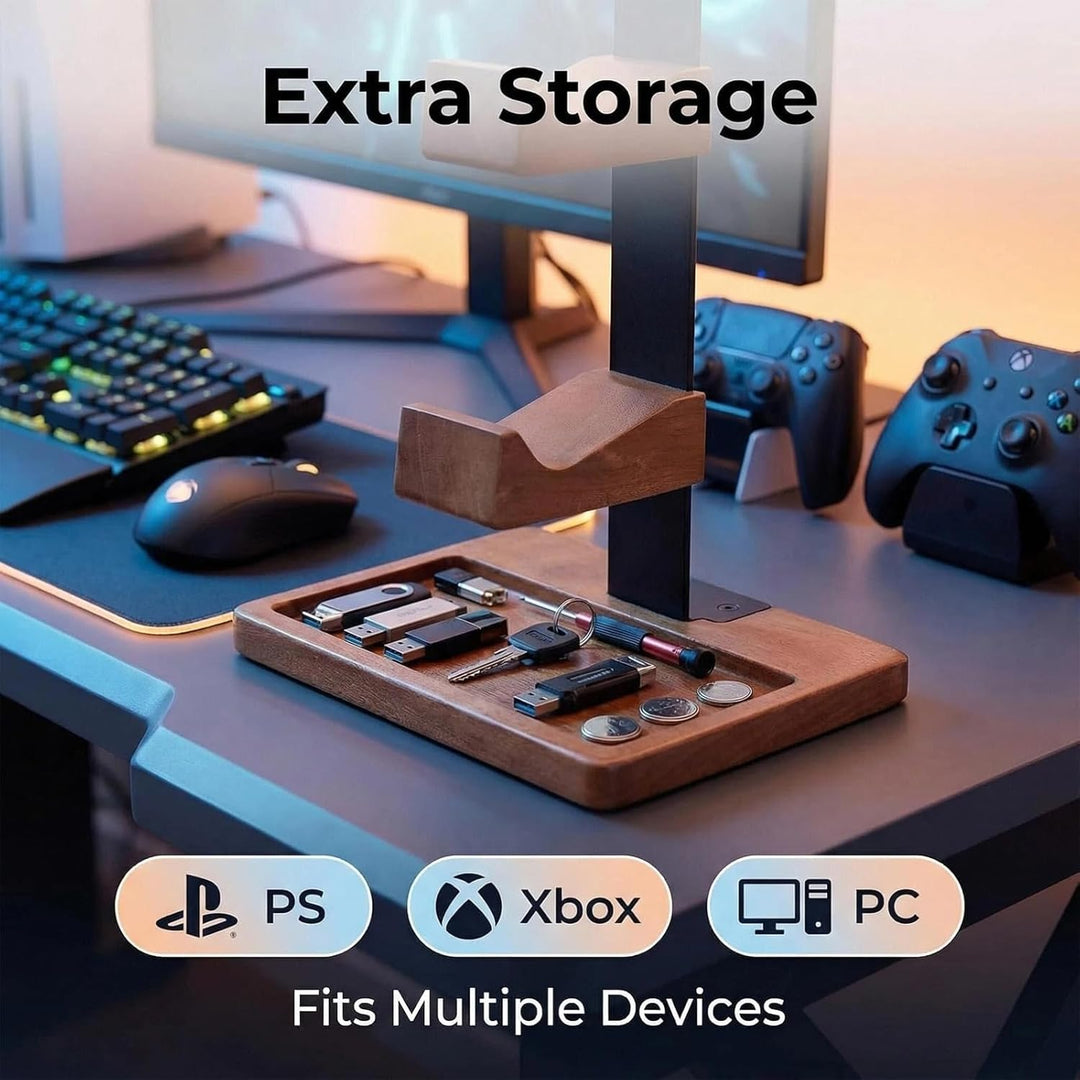 Acidea Massivholz-Controller-Halter und Headset-Ständer, Dual-Gaming-Controller-Ständer, Spielausrüs