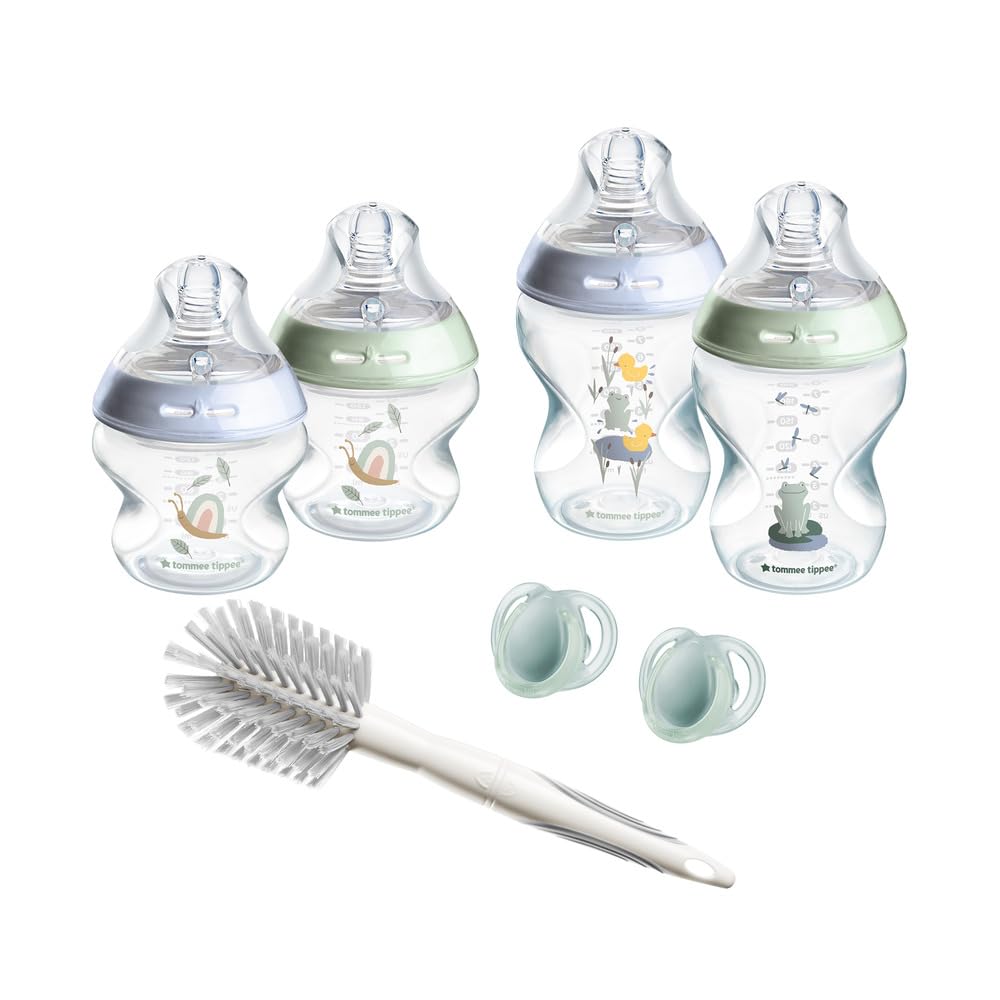 Tommee Tippee Closer to Nature Babyflaschen Starterset, Natürlich geformter Trinksauger mit Anti-Kol