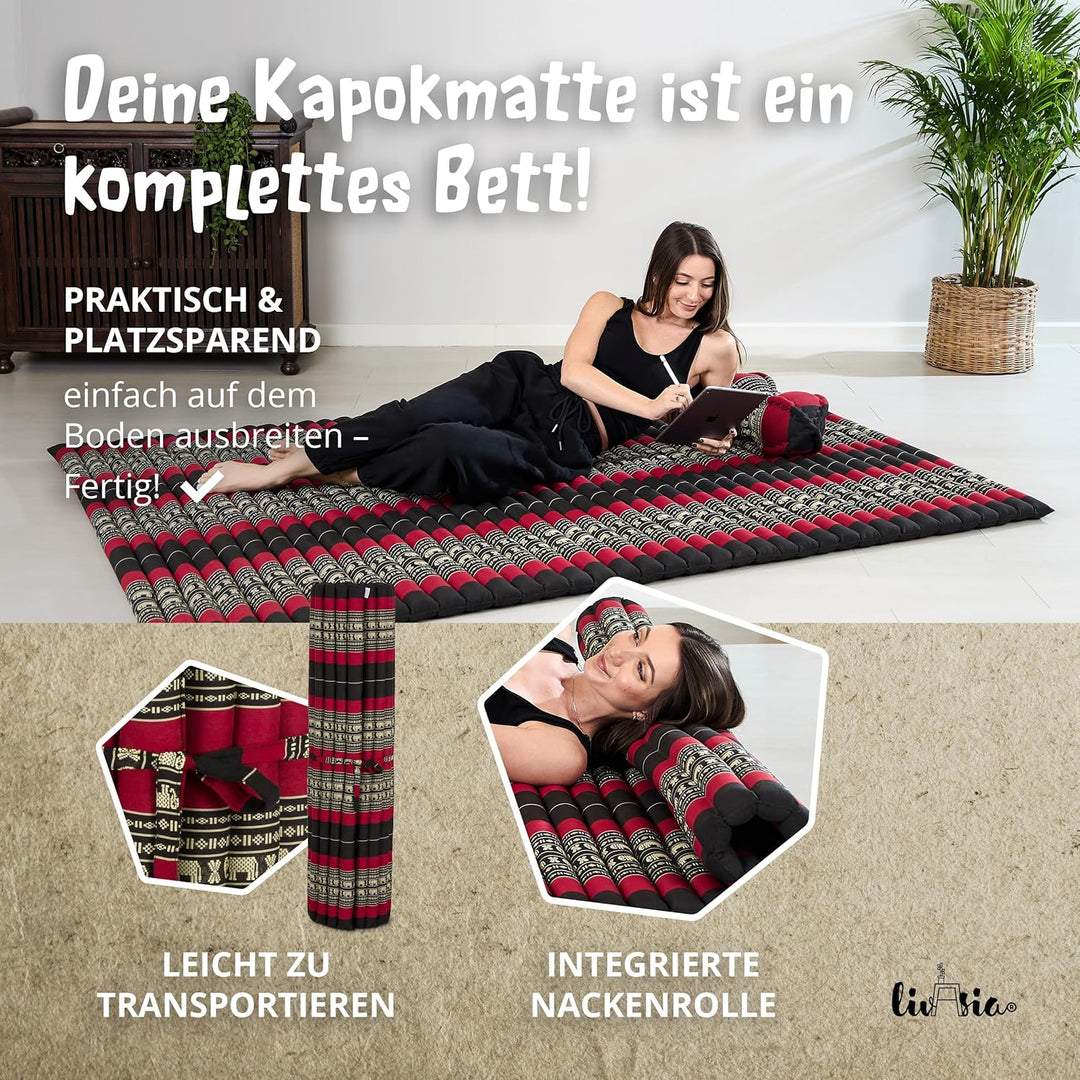 livasia Rollmatte Rollmatratze L-200x110x4,5cm, Gästebett Gästematratze 1 Person, Reisebett Kofferra