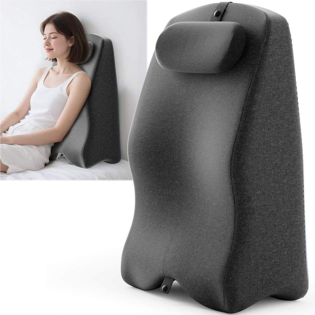 Keilkissen für Bett und Sofa, Ergonomisches Rückenkissen mit Kopfkissen, Reflux Kissen mit Waschbare